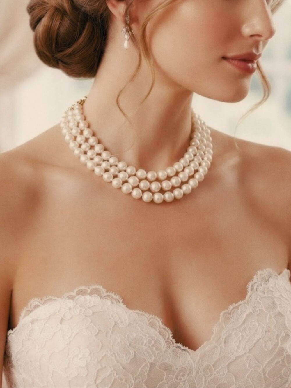 Vintage Triple-strand Faux Pearl Necklace